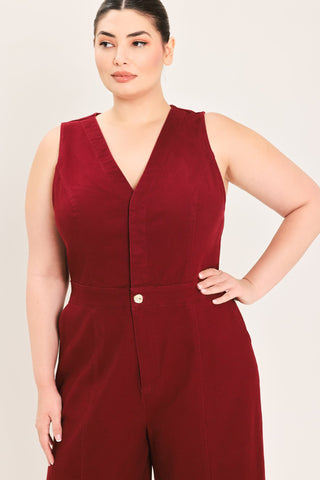 MERLOT CITY MUSE WOVEN TWILL JUMPSUIT - Glamourous Grace