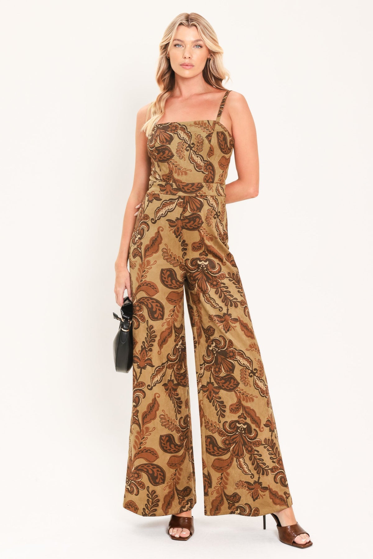 ACORN ARABESQUE ESCAPE FAUX SUEDE JUMPSUIT - Glamourous Grace