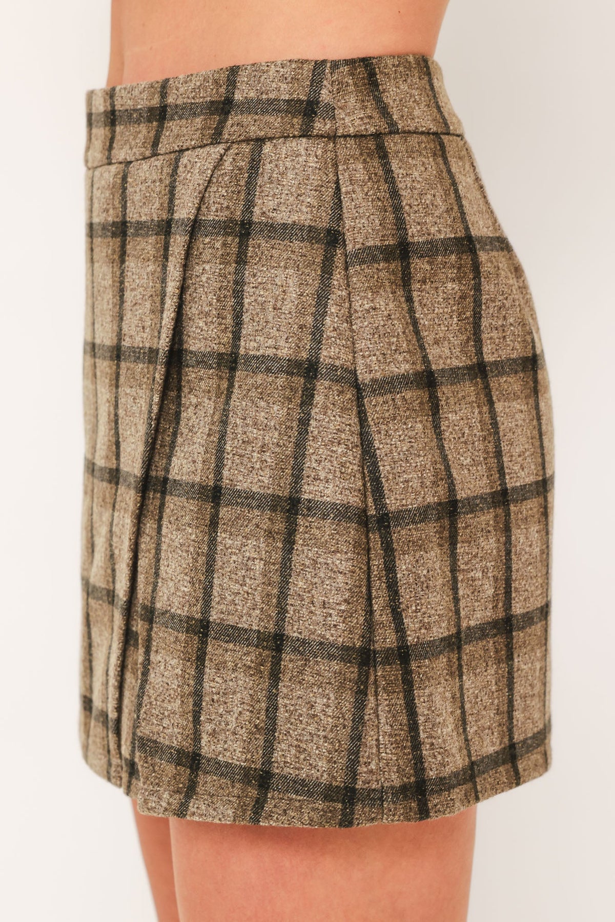 HEATHER GRID ROMANCE WOVEN PLAID SKORT - Glamourous Grace