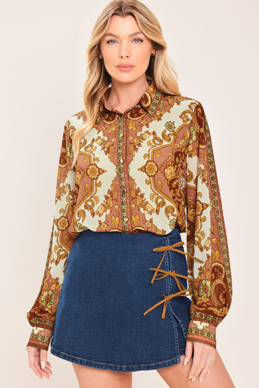 RETRO CAFÉ DENIM SKORT - Glamourous Grace