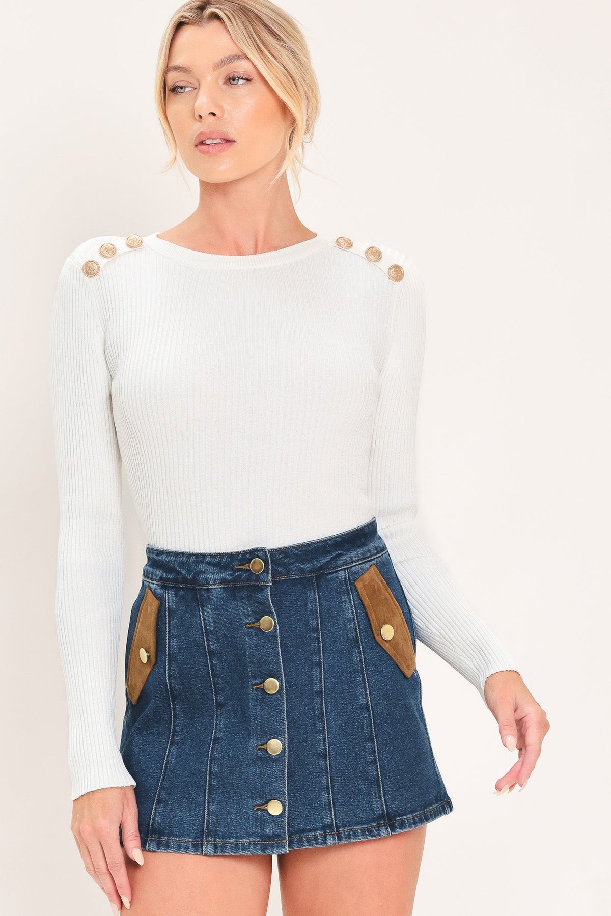 WESTERN POCKET DENIM SKORT - Glamourous Grace
