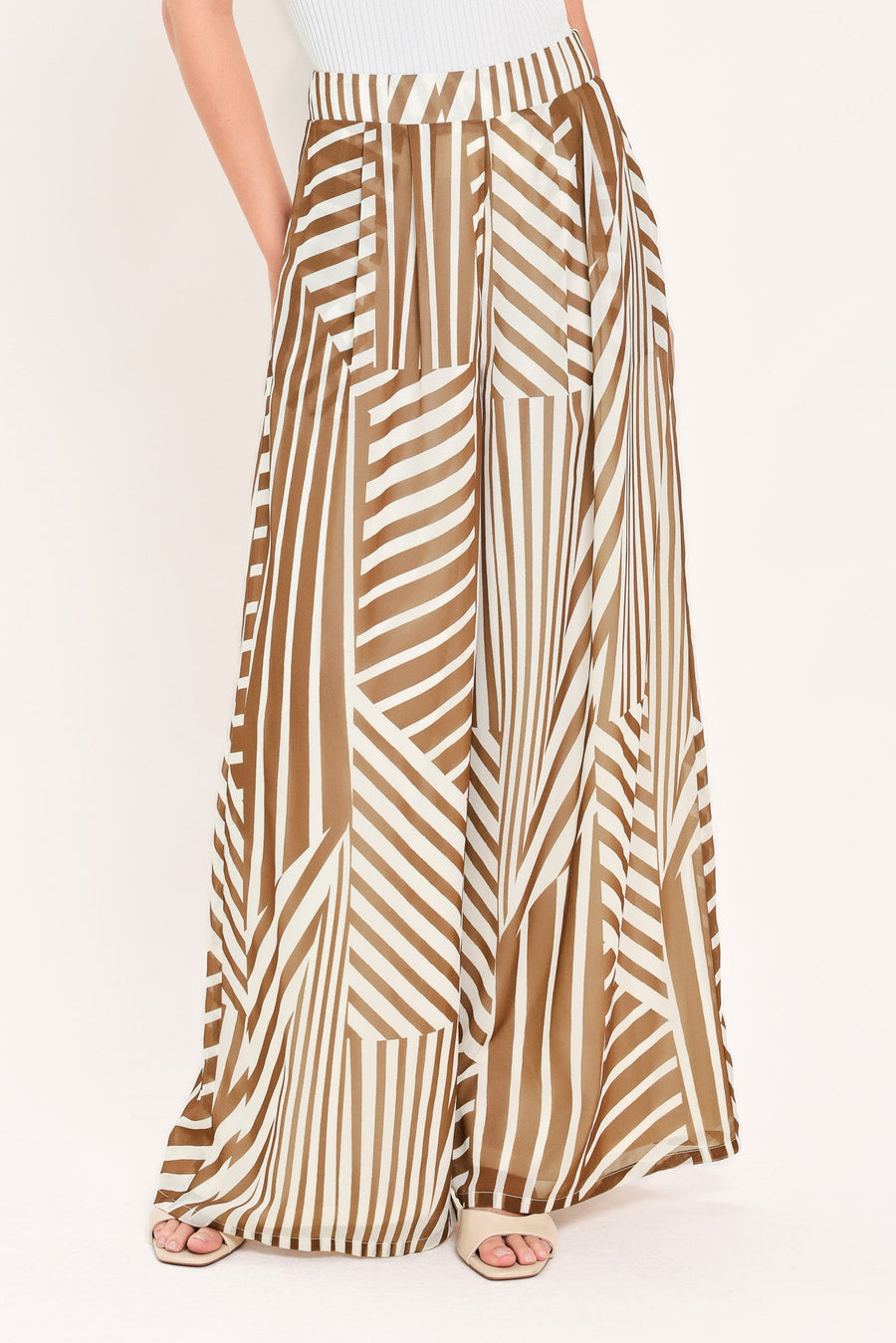 LATTE RIBBON RHAPSODY WOVEN WIDE LEG PANTS - Glamourous Grace