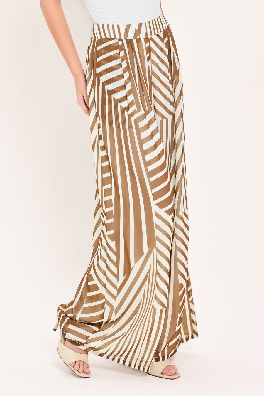 LATTE RIBBON RHAPSODY WOVEN WIDE LEG PANTS - Glamourous Grace
