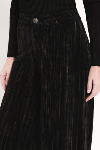 VELVET CURRENT BLACK TEXTURED WIDE-LEG PANTS