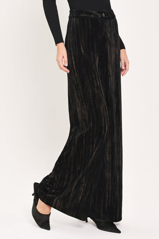 VELVET CURRENT BLACK TEXTURED WIDE-LEG PANTS
