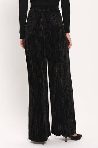 VELVET CURRENT BLACK TEXTURED WIDE-LEG PANTS