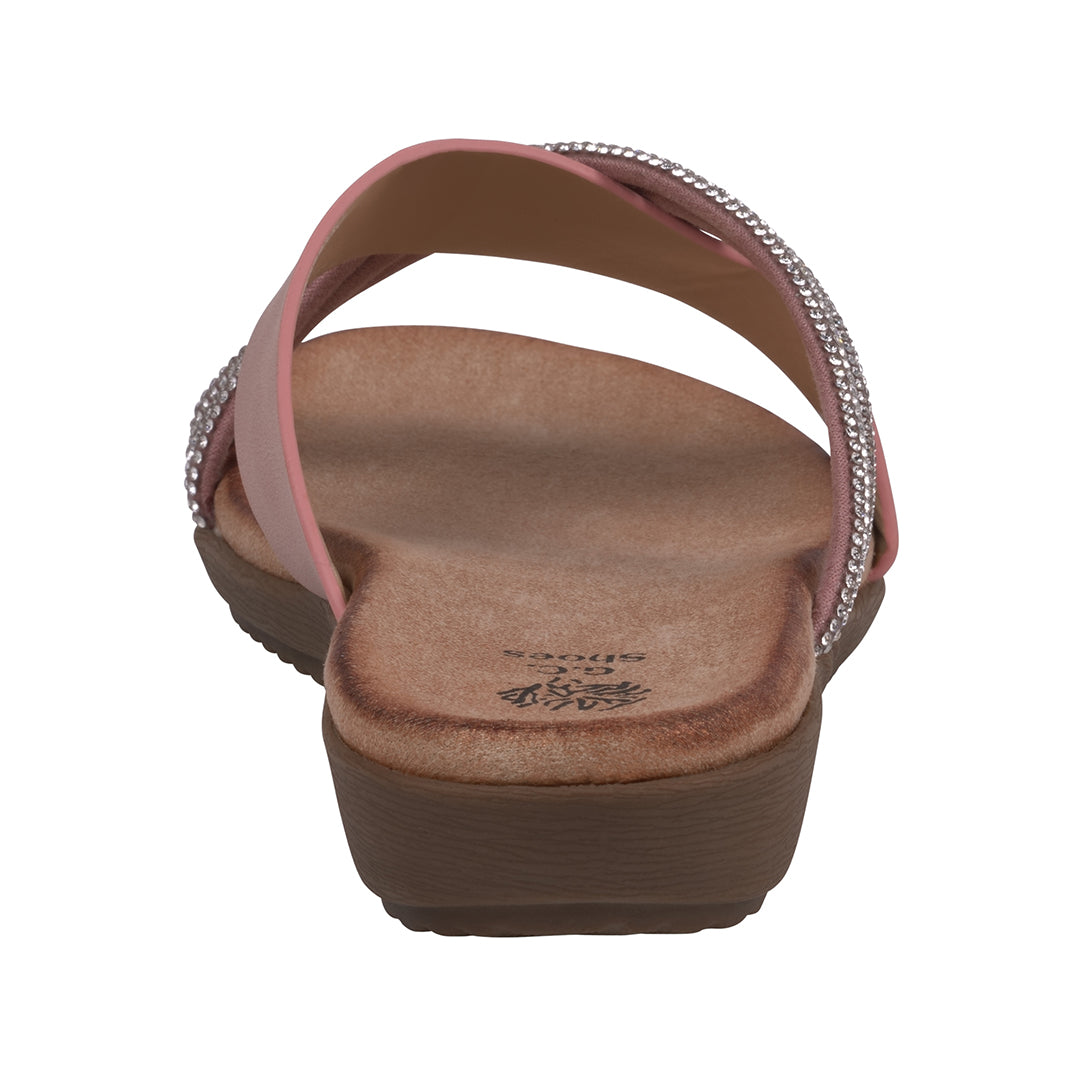 Women's Iris Blush Embellished Asymmetrical Flat Sandals - Glamourous Grace