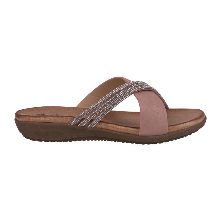 Women's Iris Blush Embellished Asymmetrical Flat Sandals