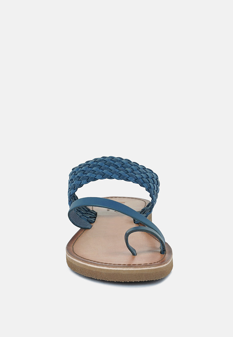 Isidora Braided Leather Flat Sandal - Glamourous Grace