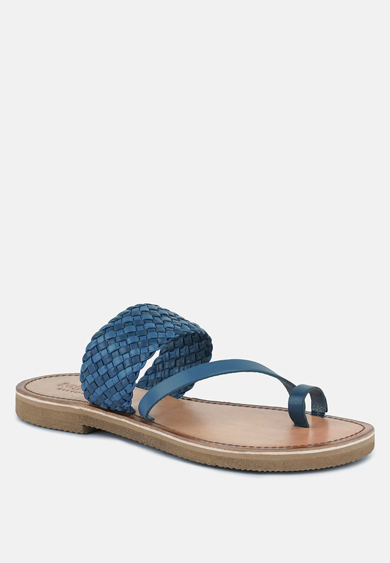 Isidora Braided Leather Flat Sandal - Glamourous Grace