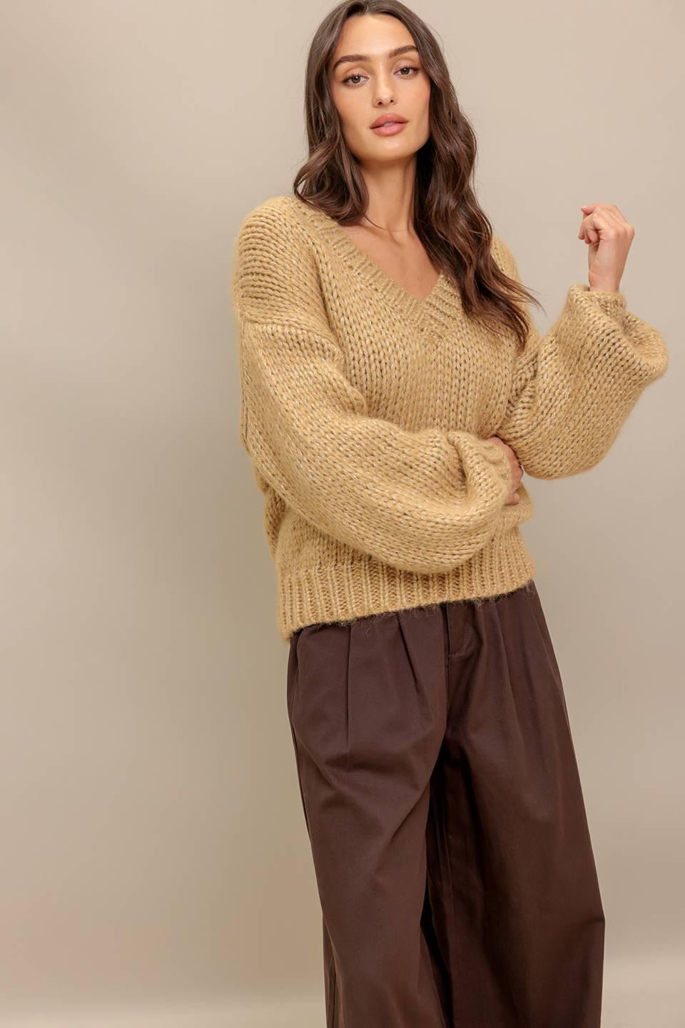 EARTHY TOUCH SWEATER KNIT TOP - Glamourous Grace