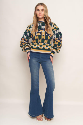 CHEER YOU ON JACQUARD SWEATER TOP - Glamourous Grace