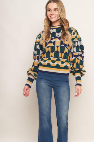 CHEER YOU ON JACQUARD SWEATER TOP - Glamourous Grace