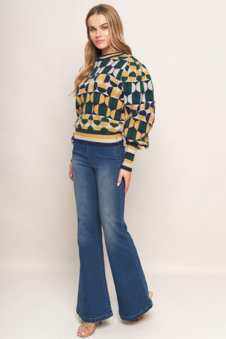 CHEER YOU ON JACQUARD SWEATER TOP - Glamourous Grace
