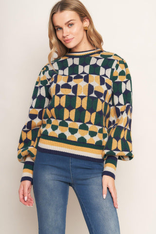 CHEER YOU ON JACQUARD SWEATER TOP - Glamourous Grace