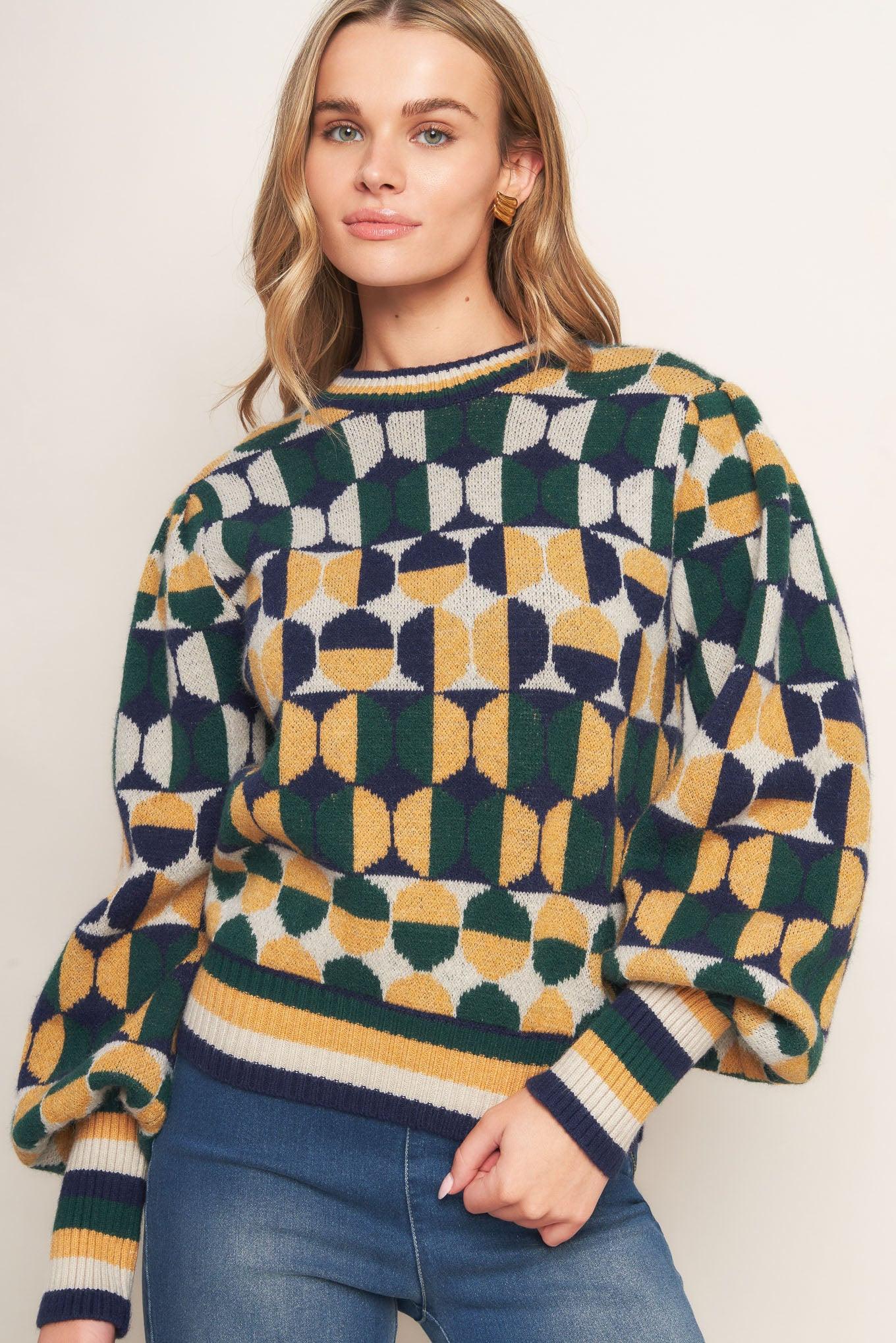 CHEER YOU ON JACQUARD SWEATER TOP - Glamourous Grace