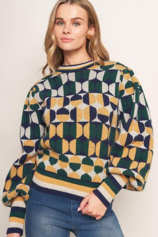 CHEER YOU ON JACQUARD SWEATER TOP - Glamourous Grace