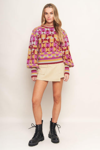 CHEER YOU ON JACQUARD SWEATER TOP - Glamourous Grace