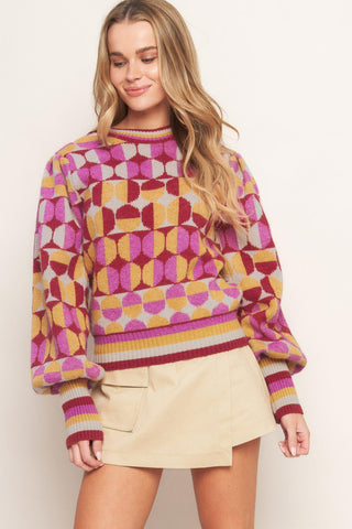 CHEER YOU ON JACQUARD SWEATER TOP - Glamourous Grace