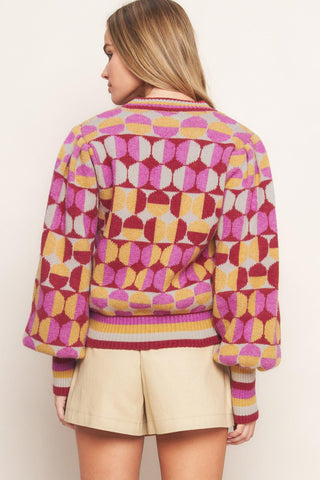 CHEER YOU ON JACQUARD SWEATER TOP - Glamourous Grace