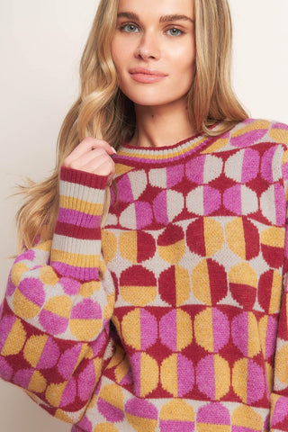 CHEER YOU ON JACQUARD SWEATER TOP - Glamourous Grace