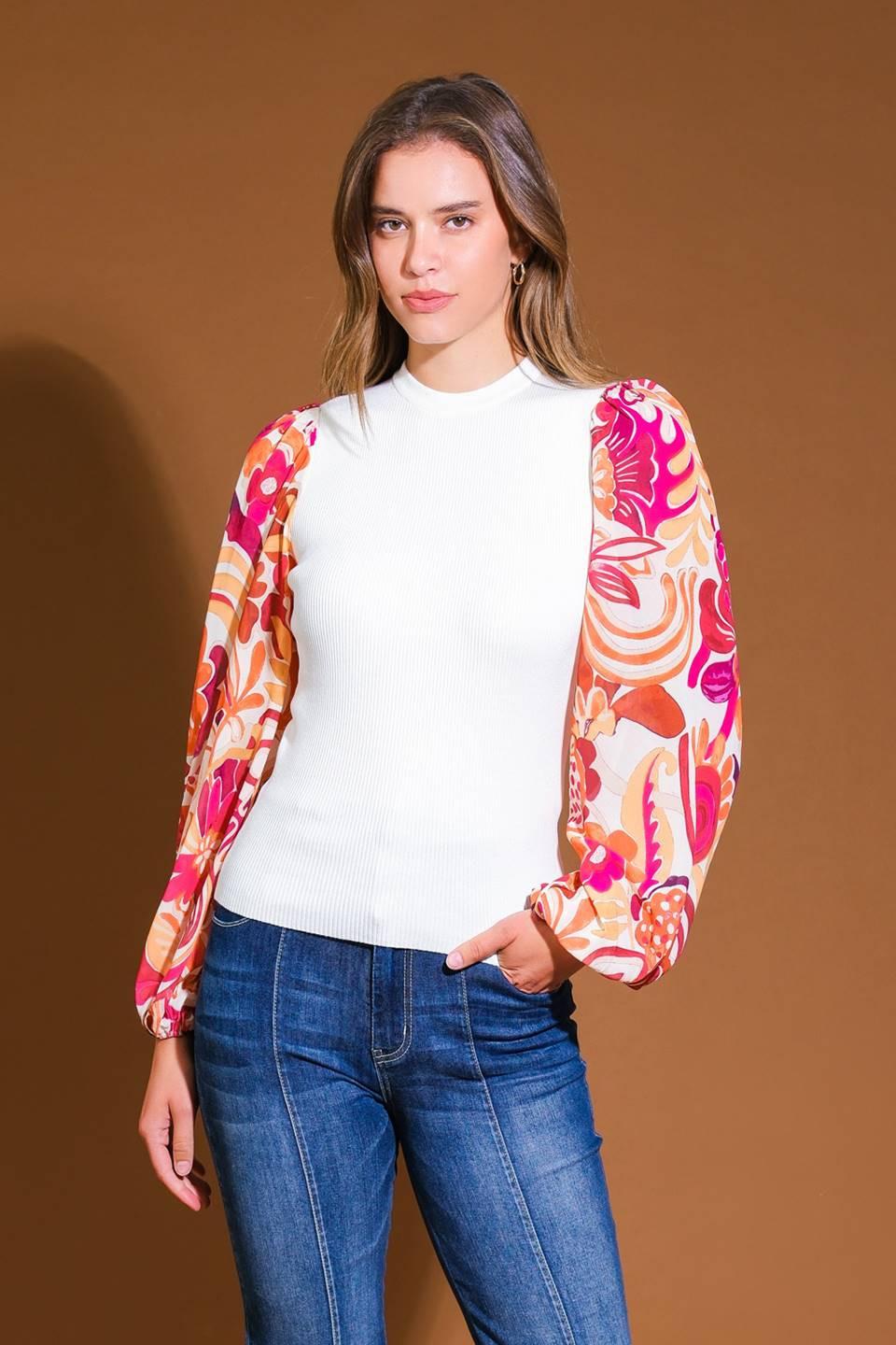 MAJESTIC FLOW SWEATER WOVEN TOP - Glamourous Grace