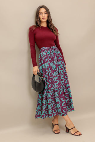 SANGRIA BLOOM WOVEN MIDI DRESS - Glamourous Grace