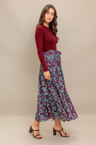 SANGRIA BLOOM WOVEN MIDI DRESS - Glamourous Grace