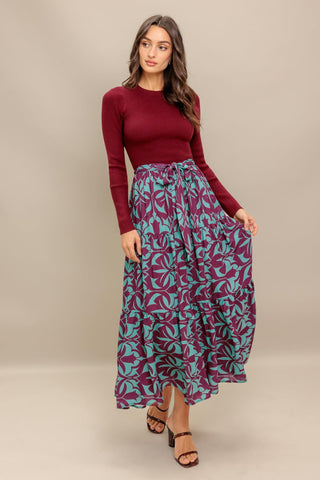 SANGRIA BLOOM WOVEN MIDI DRESS - Glamourous Grace