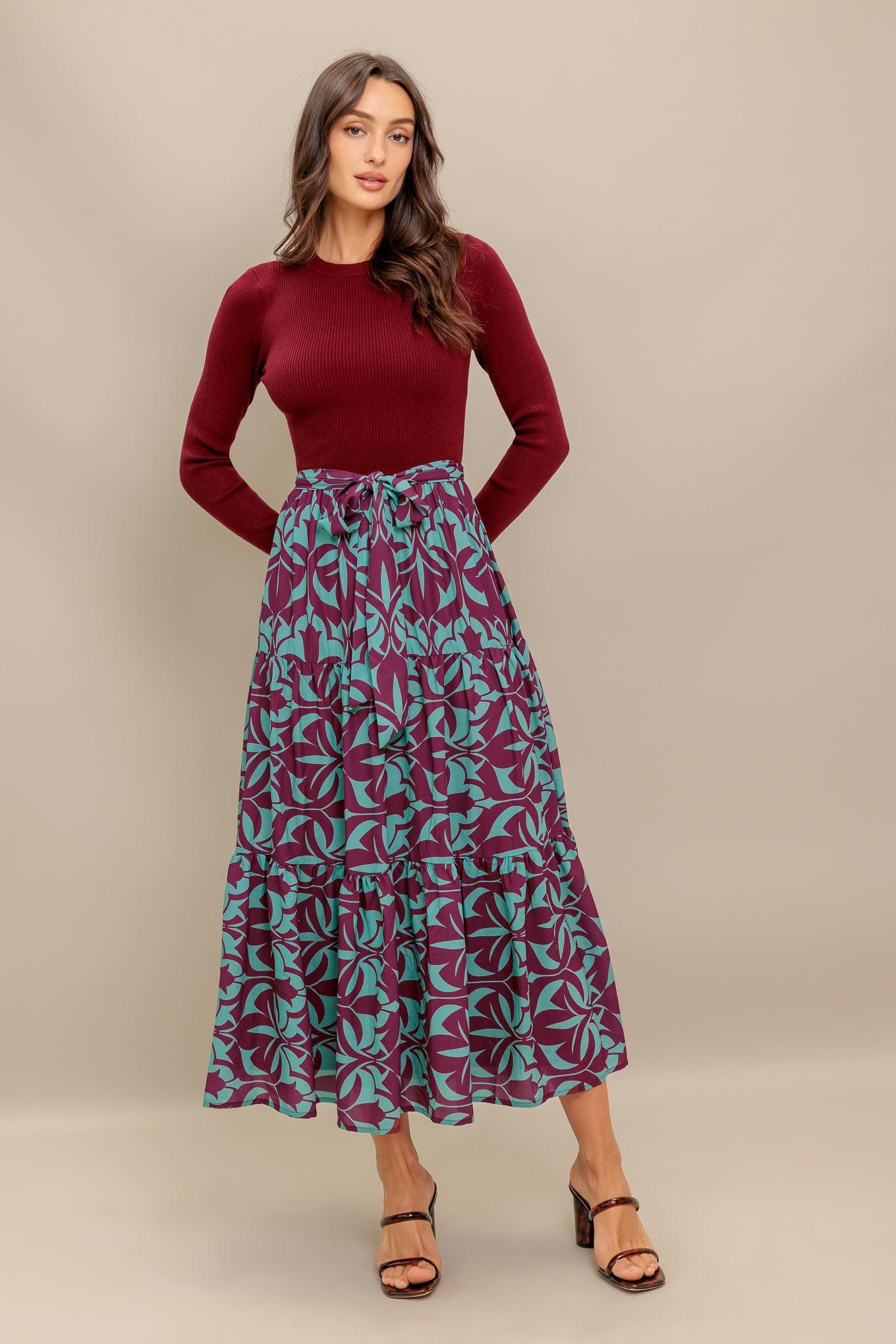 SANGRIA BLOOM WOVEN MIDI DRESS - Glamourous Grace
