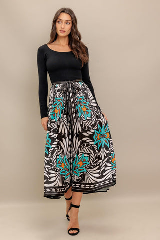 SUNBURST GARDEN BLACK MIDI DRESS - Glamourous Grace
