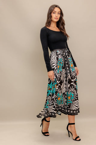 SUNBURST GARDEN BLACK MIDI DRESS - Glamourous Grace