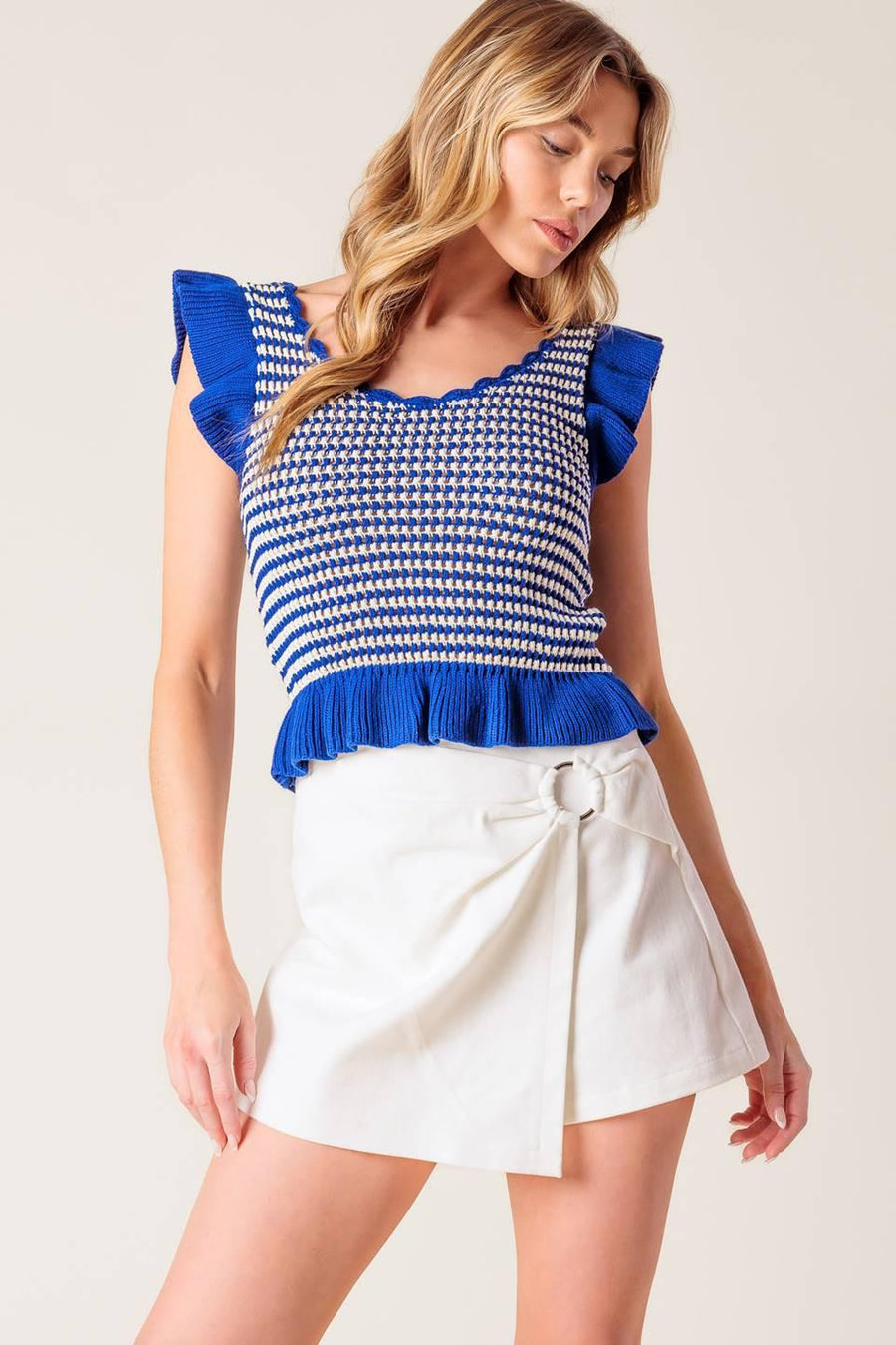 OUT WEST BLUE SWEATER KNIT TOP - Glamourous Grace