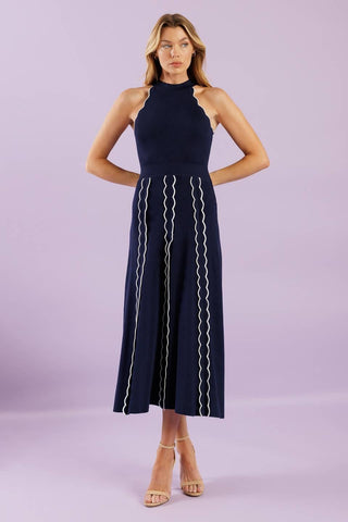 TIME FOR CHEER NAVY SWEATER MIDI DRESS - Glamourous Grace
