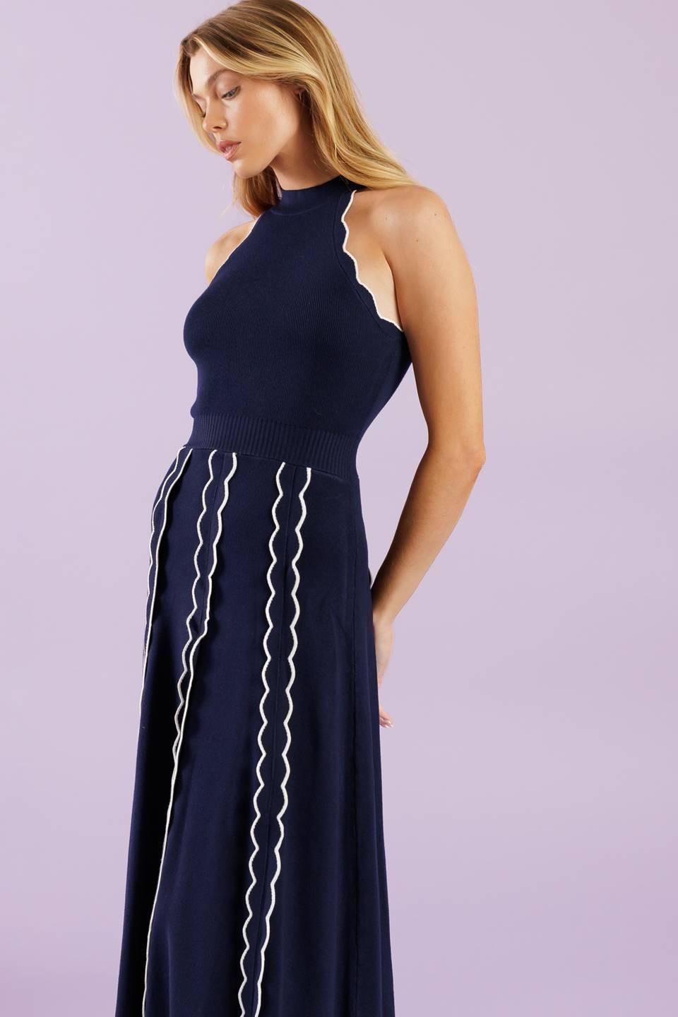 TIME FOR CHEER NAVY SWEATER MIDI DRESS - Glamourous Grace