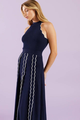 TIME FOR CHEER NAVY SWEATER MIDI DRESS - Glamourous Grace