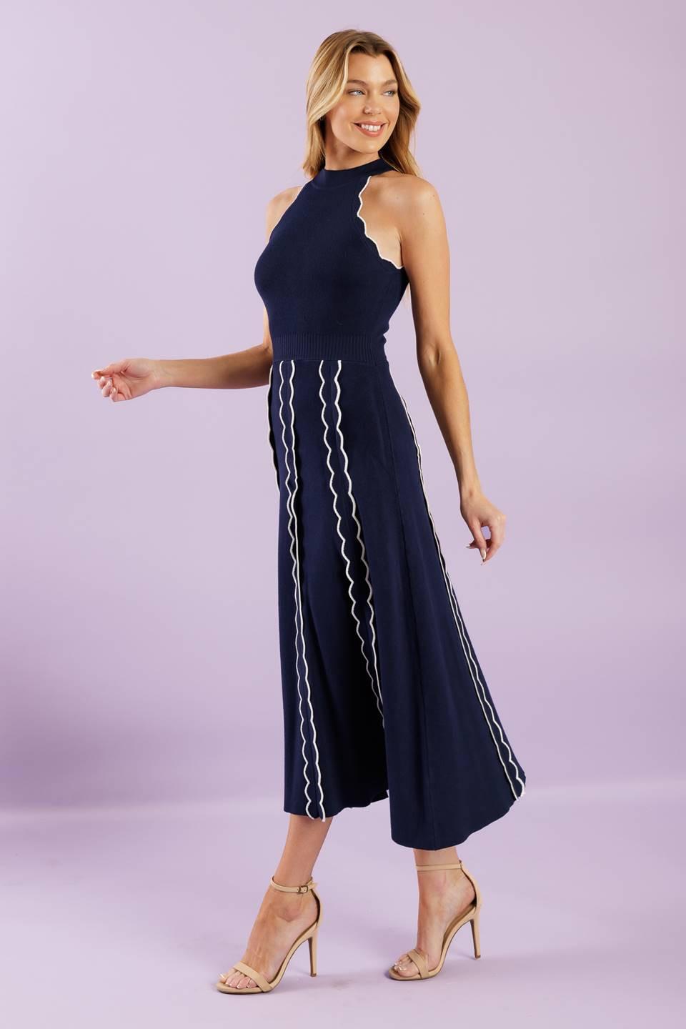 TIME FOR CHEER NAVY SWEATER MIDI DRESS - Glamourous Grace