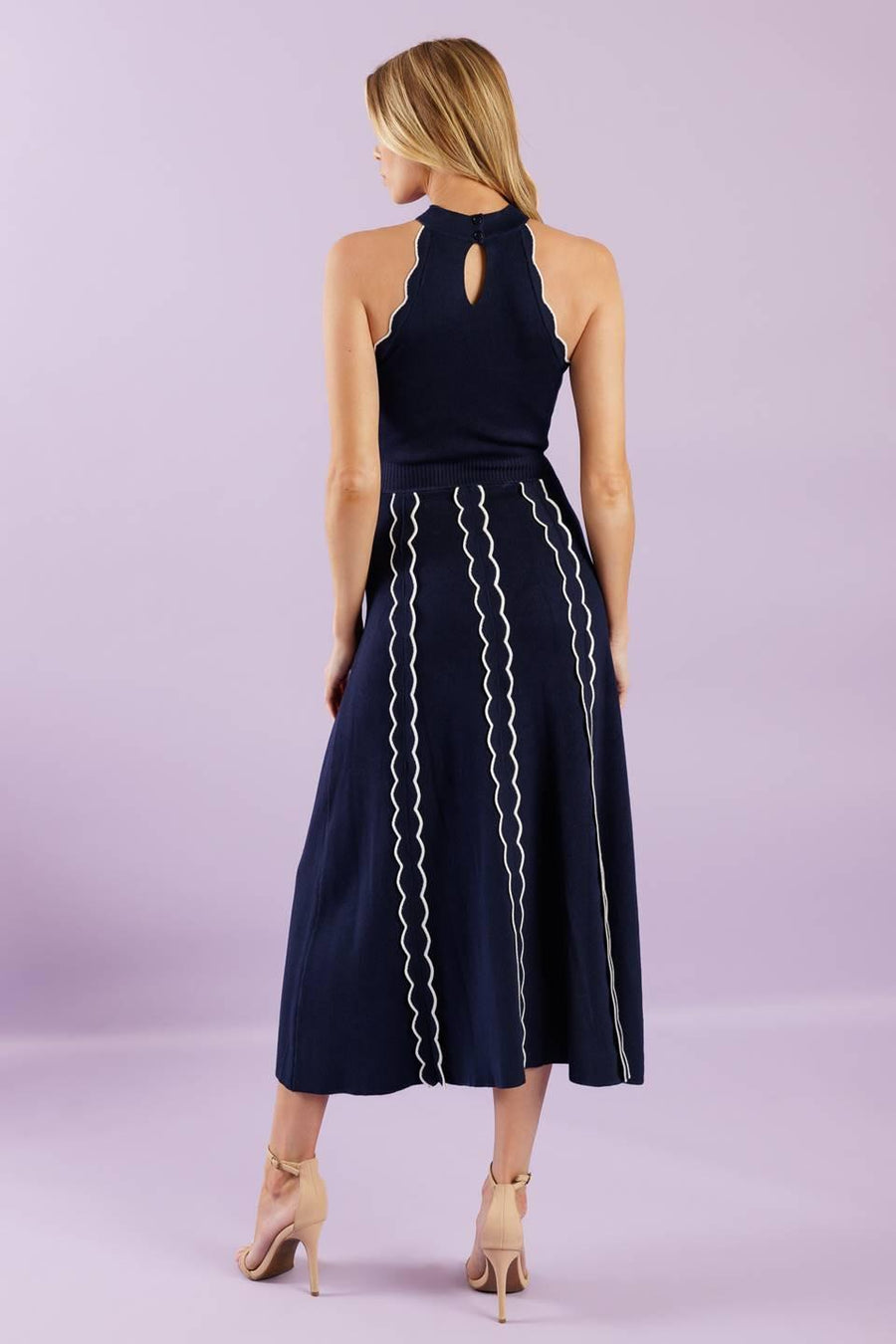 TIME FOR CHEER NAVY SWEATER MIDI DRESS - Glamourous Grace