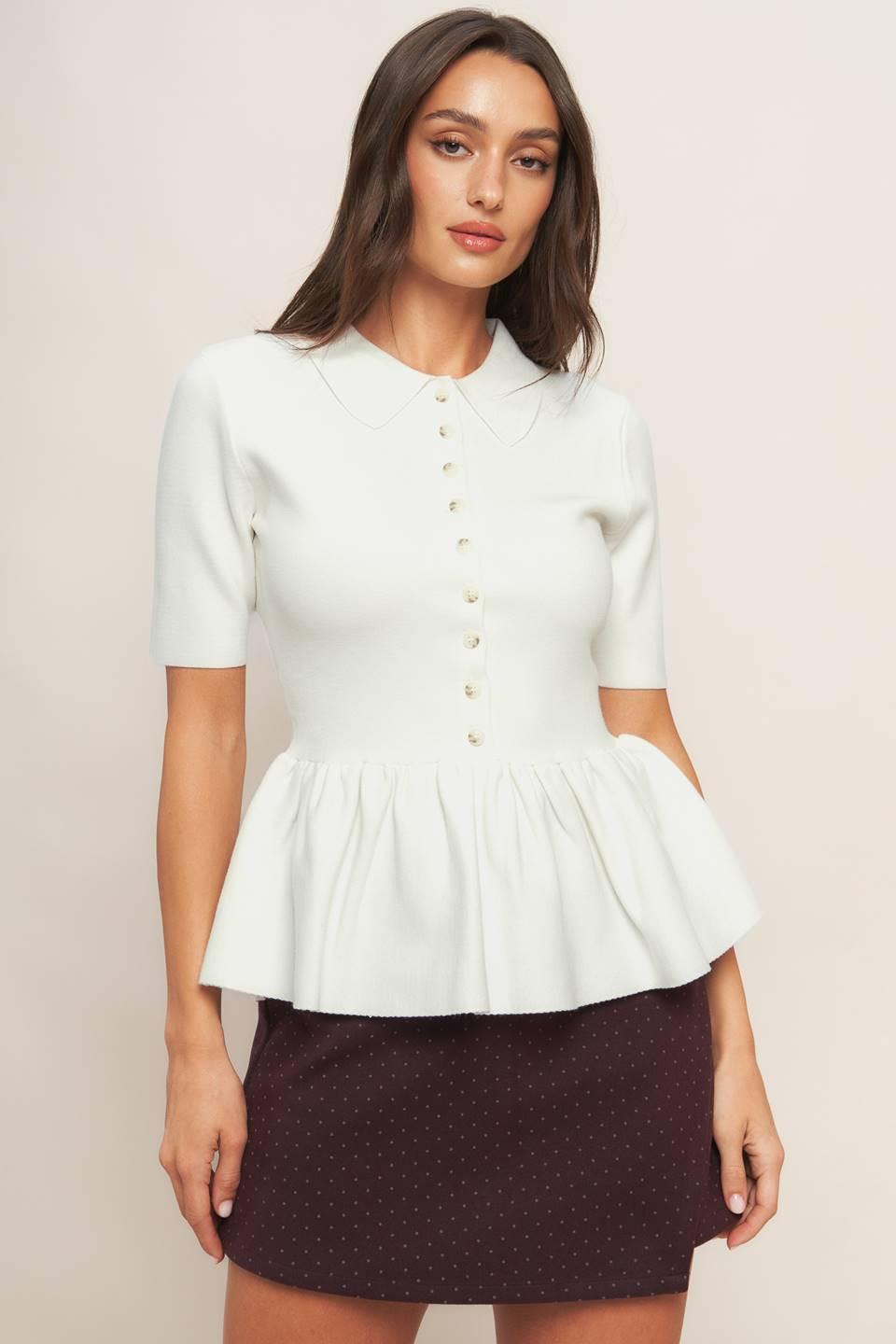 SWEET SERENADE CREAM WOVEN TOP - Glamourous Grace