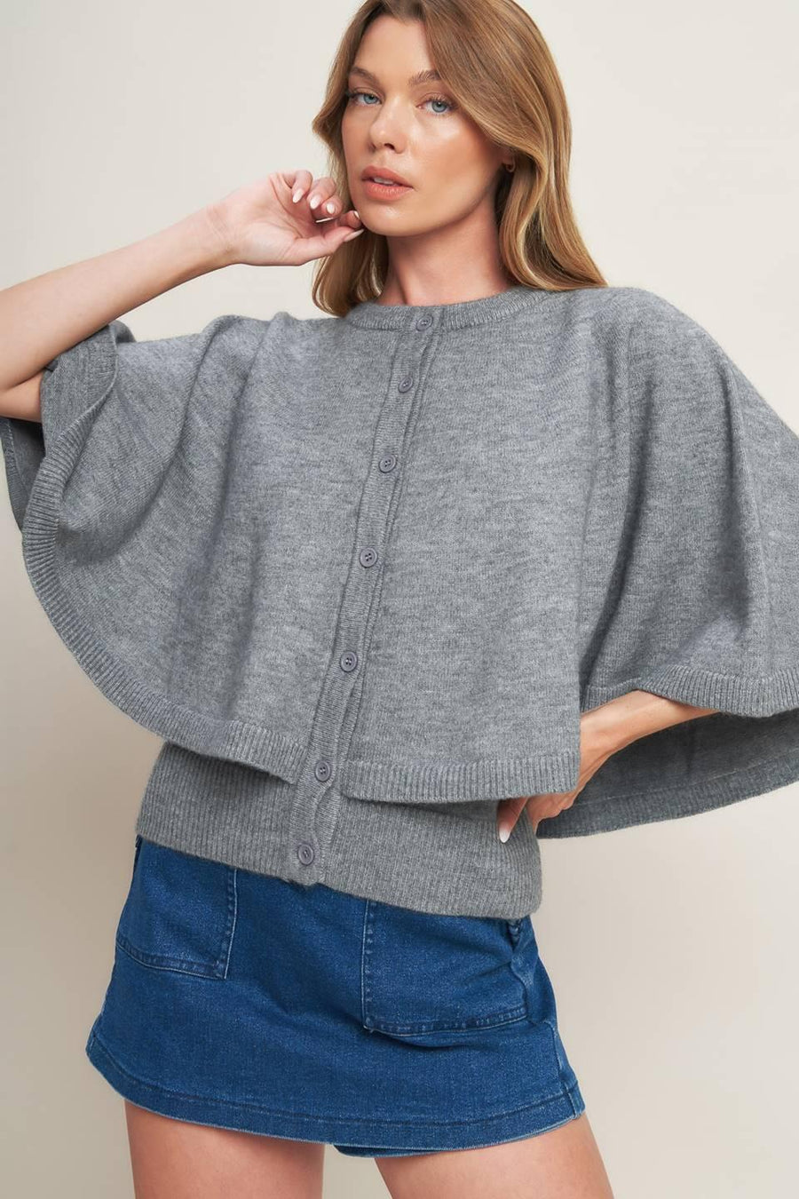 MISTY SHAWL CAPELET SWEATER - Glamourous Grace