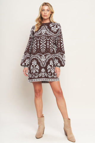 TERRA TAPESTRY SWEATER KNIT MINI DRESS - Glamourous Grace