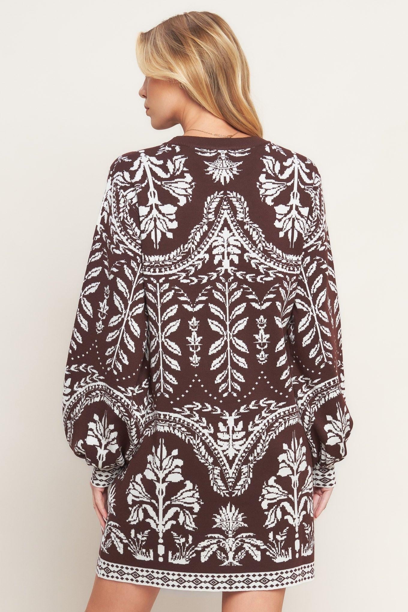 TERRA TAPESTRY SWEATER KNIT MINI DRESS - Glamourous Grace