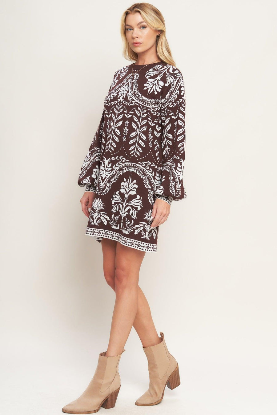 TERRA TAPESTRY SWEATER KNIT MINI DRESS - Glamourous Grace
