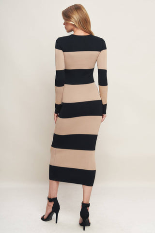 ESPRESSO & CREAM SWEATER KNIT MIDI DRESS