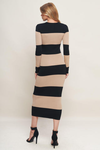MODERN ATTITUDE STRIIP SWEATER MIDI DRESS - Glamourous Grace