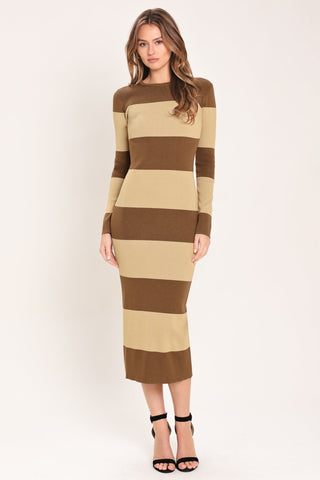 ESPRESSO & CREAM SWEATER KNIT MIDI DRESS