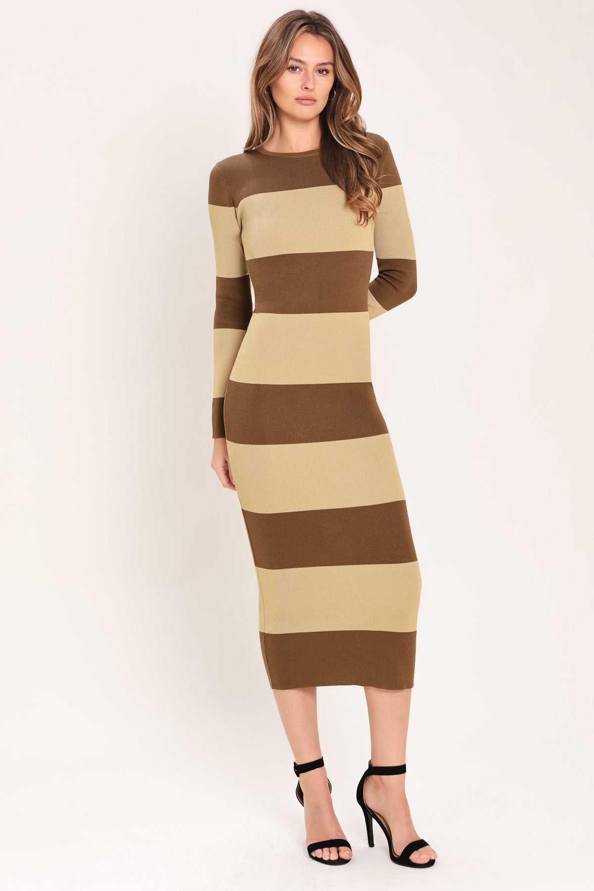 ESPRESSO & CREAM SWEATER KNIT MIDI DRESS - Glamourous Grace