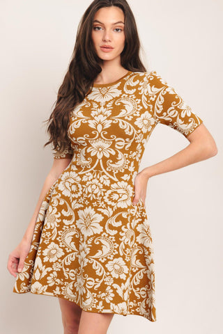 AMBER BLOOM SWEATER KNIT MINI DRESS - Glamourous Grace