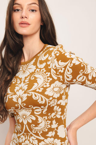 AMBER BLOOM SWEATER KNIT MINI DRESS - Glamourous Grace