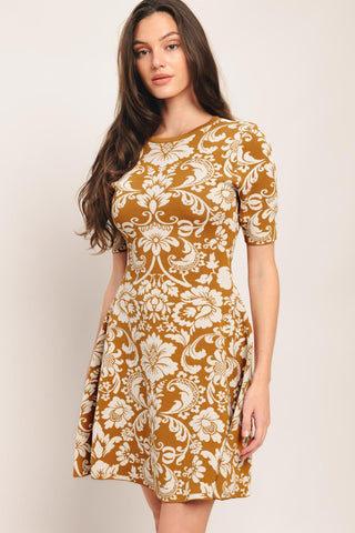 AMBER BLOOM SWEATER KNIT MINI DRESS - Glamourous Grace